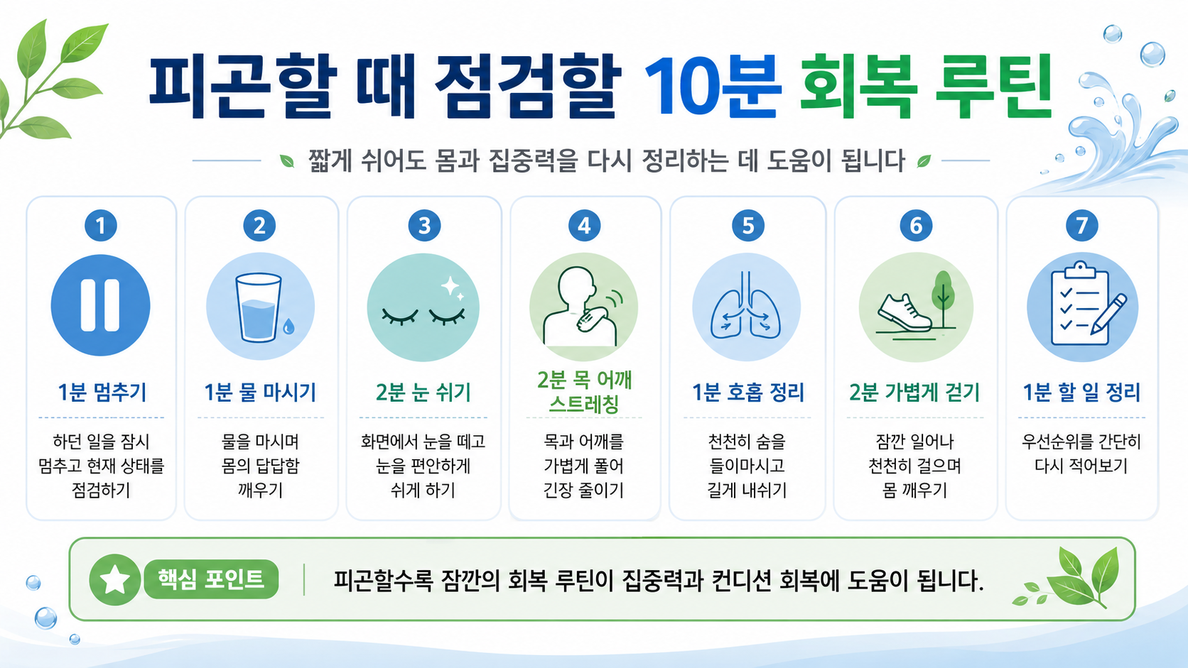 눈을 잠시 쉬게 하며 회복하는 모습
