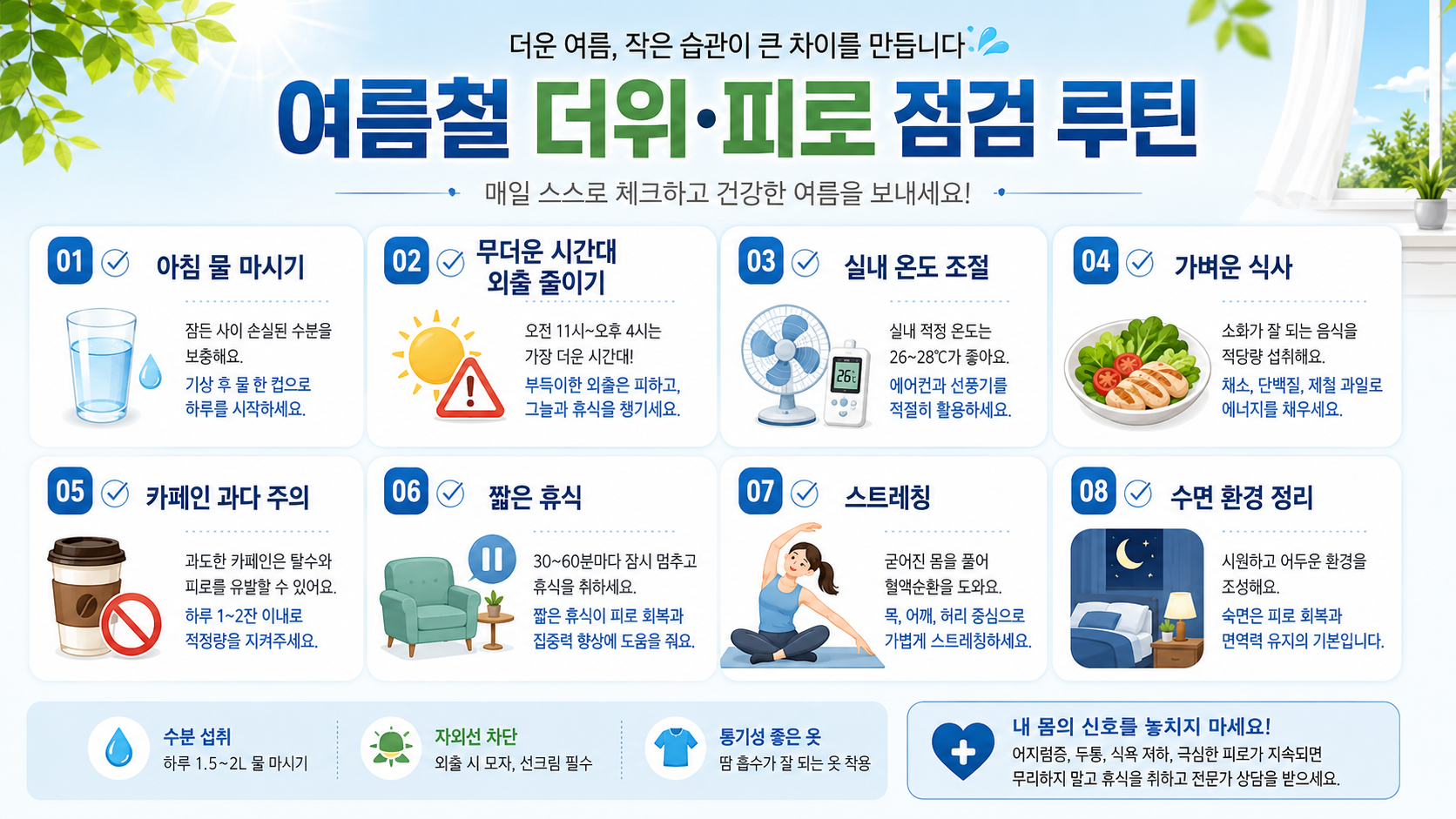 냉방과 실내 온도를 점검하는 모습